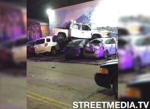 Pickup Truck Launches Into 4 Parked Cars, Injuring 2 in Houston Texas