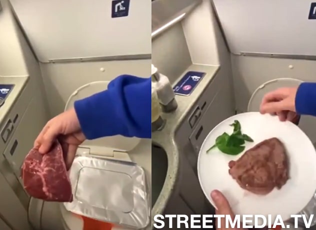 Viral TikTok of Man Grilling a Steak in Airplane Toilet
